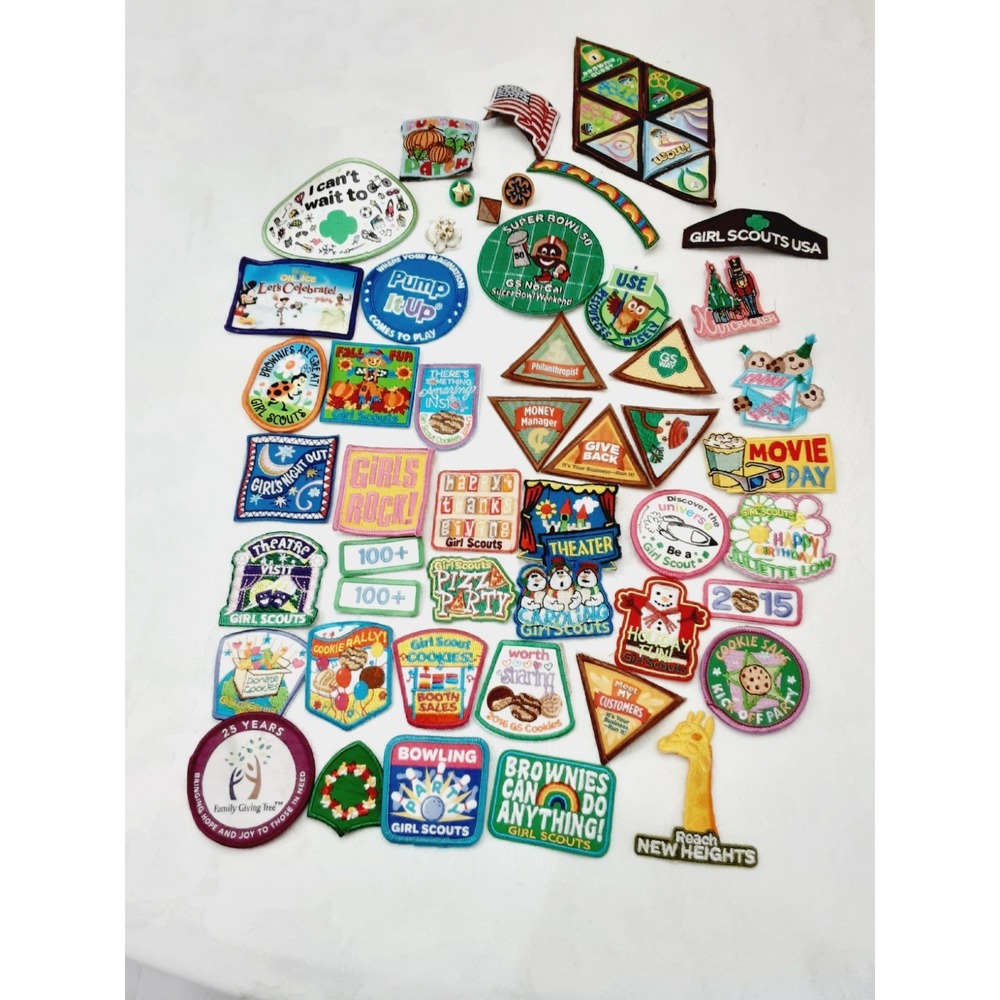 Girl Scouts Badge Patches Pins Lot Of 49
